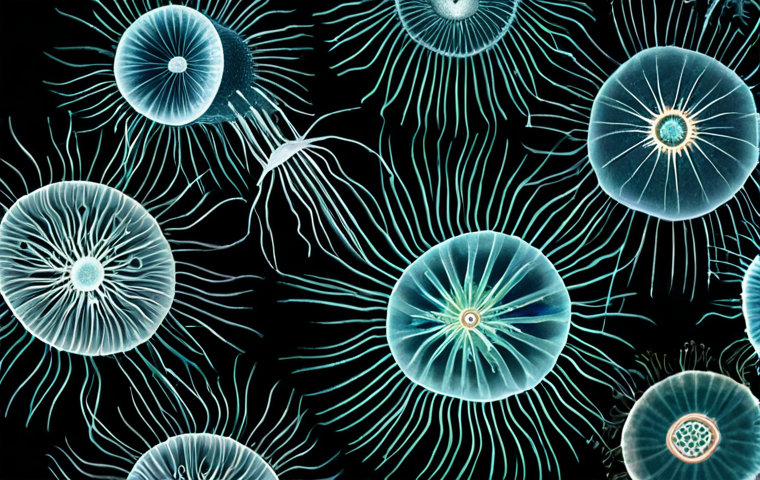 해양 플랑크톤 분류 및 생태 - The Ocean's Vibrant Breath from Above**

A breathtaking, high-resolution satellite view of a colossa...