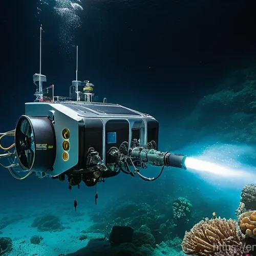 심해 탐사 기술과 생물 연구 - **Prompt 1: Cutting-Edge Deep-Sea Exploration**
    "An ultra-modern, sleek deep-sea remotely operat...