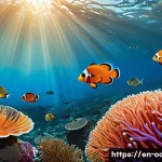 해양생물 종다양성과 진화 - **Prompt 1: A Kaleidoscope of Coral Life**
    "A vibrant, crystal-clear underwater scene showcasing...