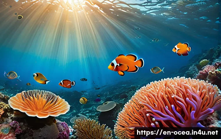 해양생물 종다양성과 진화 - **Prompt 1: A Kaleidoscope of Coral Life**
    "A vibrant, crystal-clear underwater scene showcasing...