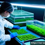 해양 생명공학 응용 - A highly detailed underwater laboratory scene showcasing scientists in modern aquatic research gear ...